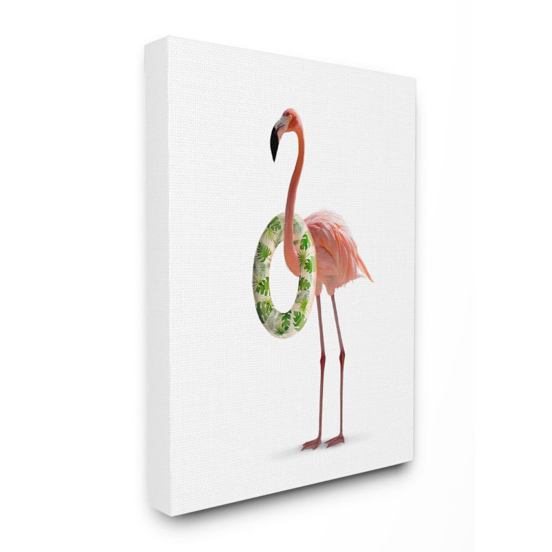 «Flamingo Ring Toss Pool» par Daphne Polselli - impression d'art graphique, Toile tendue, H 48 po x l 36 po