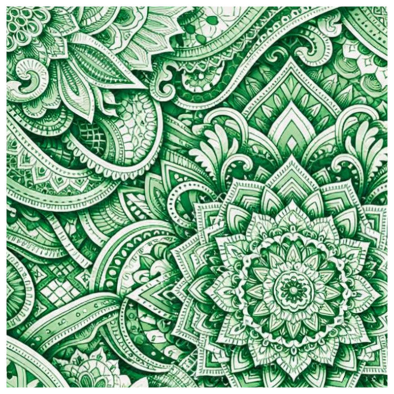 Couvertures de mandala vertes complexes, 60 po L x 80 po H