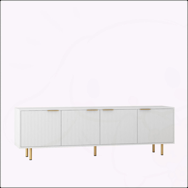 Meuble télé blanc cannelé de 68 po