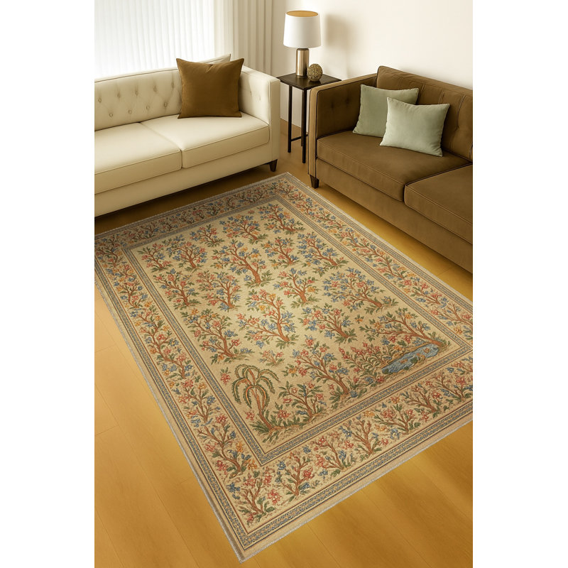 Tapis blanc tissé à carreaux lavables Mosso, 2' x 2'11"