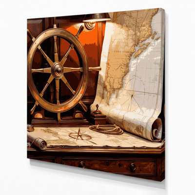Coastal Captains Quarters Brown Canvas Wall Art