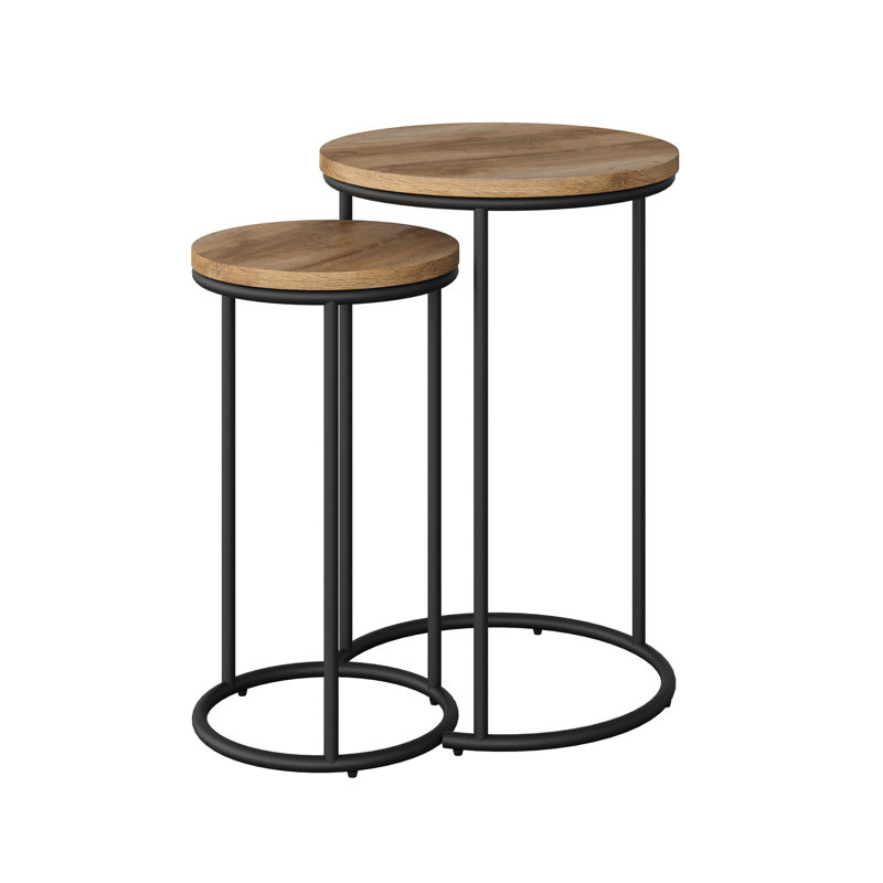 Allenhurst Nesting Tables Round End Tables, Light Brown