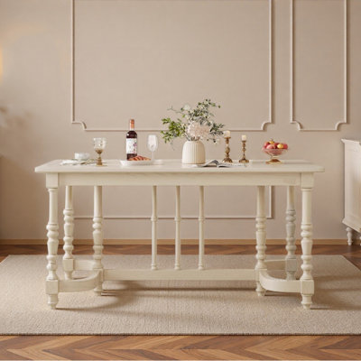 Classical Creamy Style Solid Wood Dining Table