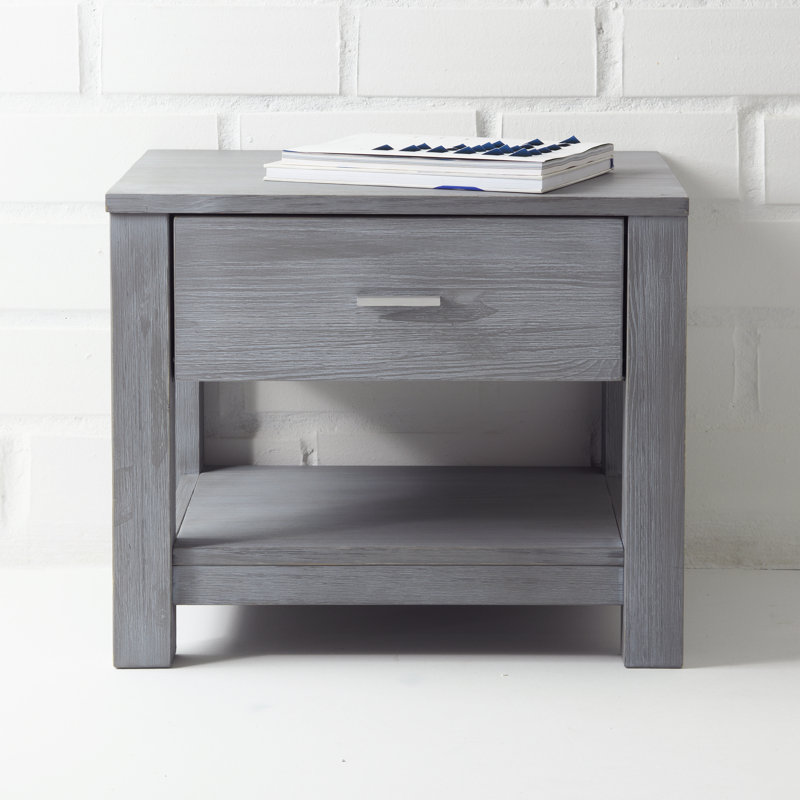 Loft 22.5'' W Solid Wood Nightstand, Brushed Gray