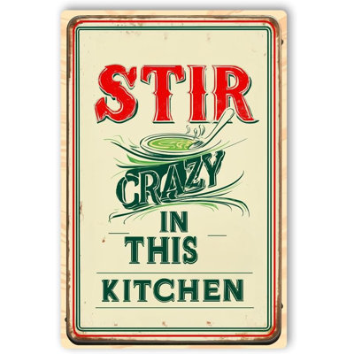 Stir Crazy in This Kit Metal Poster by DC | Vintage Tin Sign Wall Art for Indoor Use | 8x12" Rust-Free Aluminum Decor for Kitchen | UV Protected & Weatherproof Print