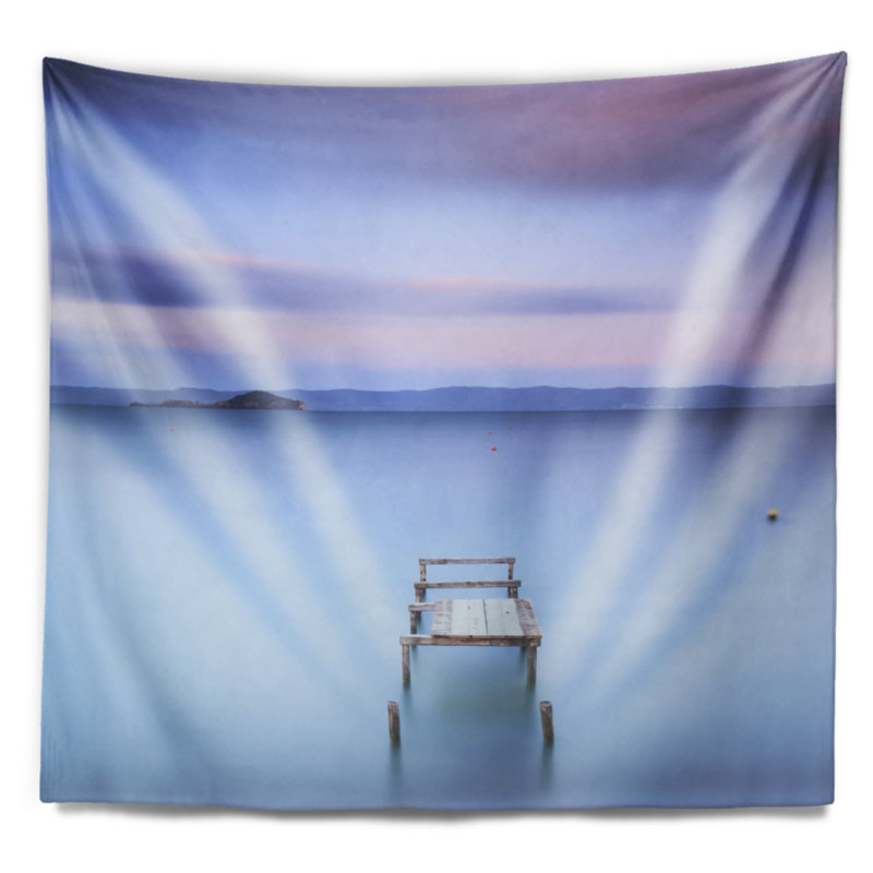 Tapisserie paysage marin mauve vif, H 32 po x l 39 po