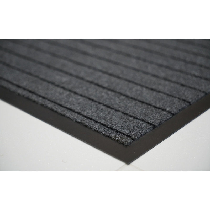 Amelia-Danni Non-Slip Striped Doormat, Rectangle 40 x 60cm, Silver Grey