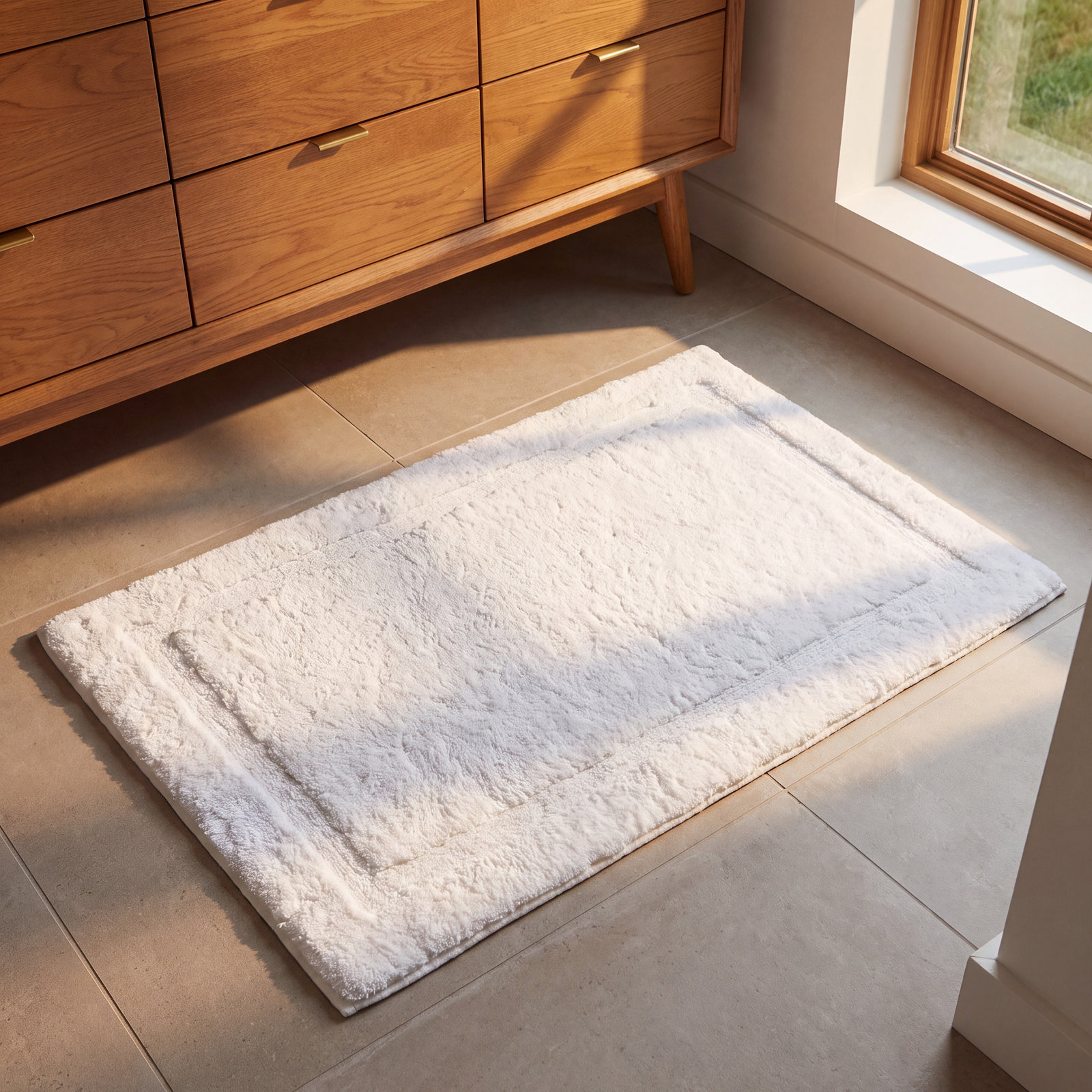  Plush Cotton Bath Mat, 20"W x 32"L, White