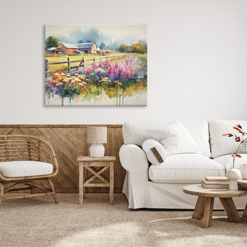 Peinture champêtre moderne par Ramona Murdock, H 36 po x l 48 po x P 1,5 po