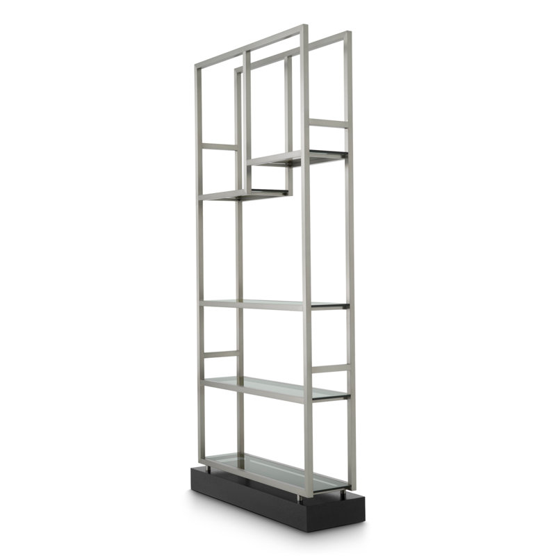 Corrado I Bookcase, Black/Brushed Steel/Smoke
