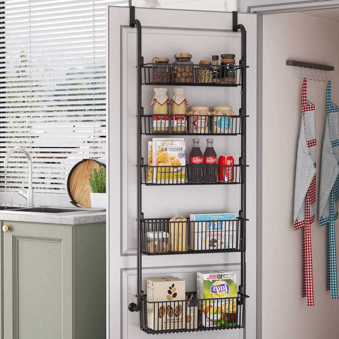 5-Tier Over Door Spice Rack,Hanging Door Storage Kitchen,Over Door Storage Kitchen,Pantry Organizer Metal Hanging Kitchen Spice Rack Can Organizer