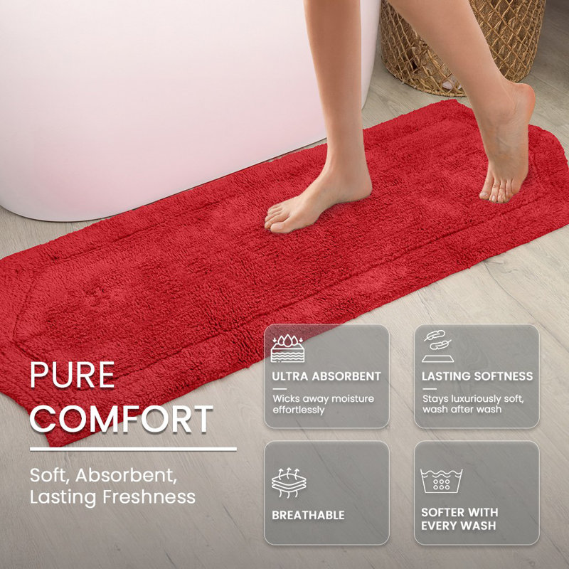 Tapis pour salle de bain Morissette, L 21 po x L 34 po, Rouge