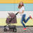 Foldable Pet Stroller, 3 Wheels Folding Carrier Jogger Stroller for Dogs Cats with Canopy and Basket-101628880