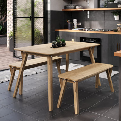 Chelsa 4 - Person Pine Solid Wood Solid Wood Top Four Leg Dining Set