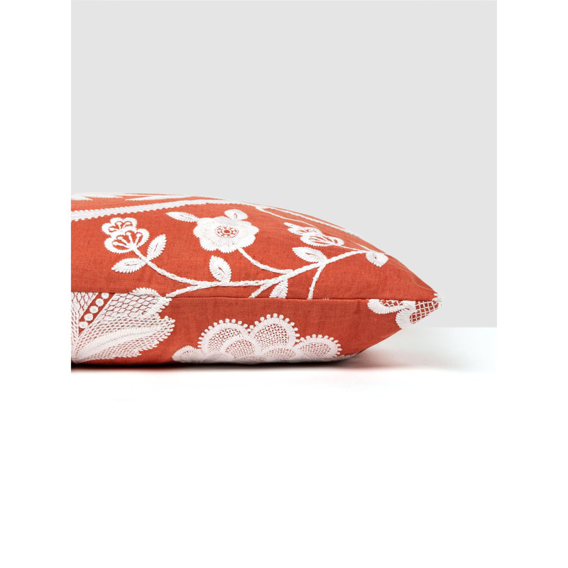 Kensington Embroidery Pillow, Coral Floral