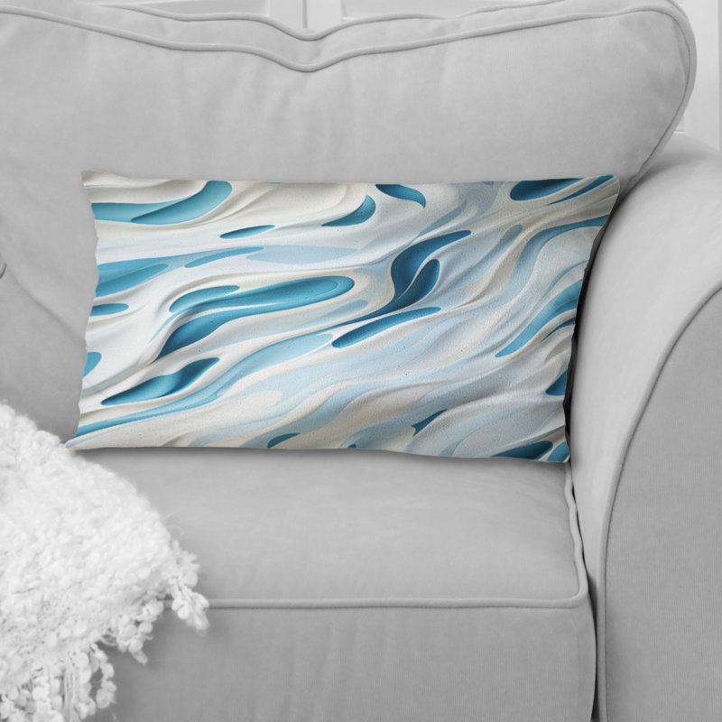 Coussin Blue and White Snowy Serenity - Abstract