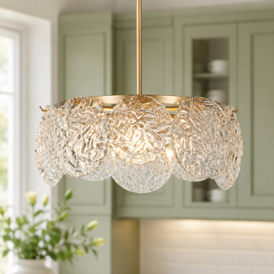 Clayre 5-Light Dimmable Unique/Statement Chandelier With  Water Ripple Glass