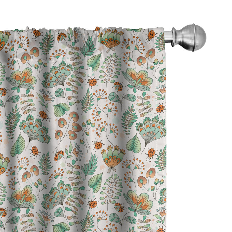 Floral Semi-Sheer Rod Pocket Curtain Panels, 28" x 95"