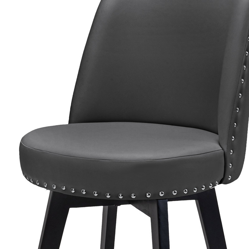 Gustavus Swivel Upholstered Counter Stool, Dark Gray, Bar Stool (30” Seat Height)