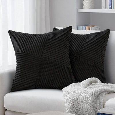 Corduroy Throw Pillow Covers,Soft Corduroy Couch Decorative Pillow Covers Windmill Textured Striped Cushion Cover,Set of 2
