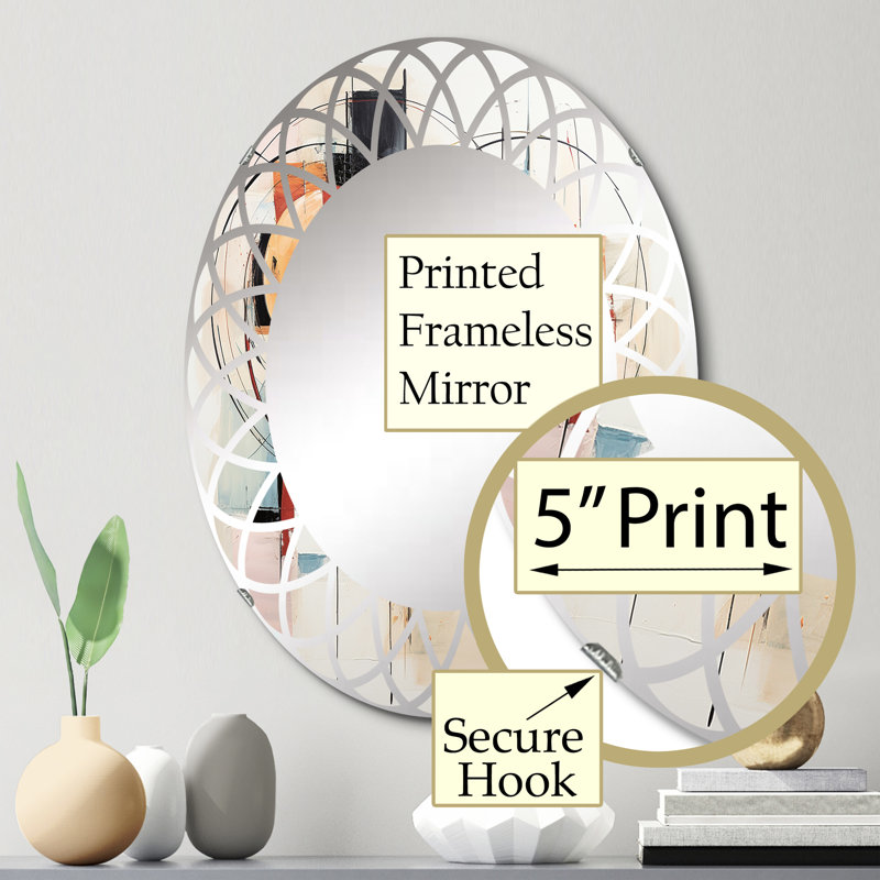 Corio - Miroir mural Mid-Century ovale, 30 po x 20 po