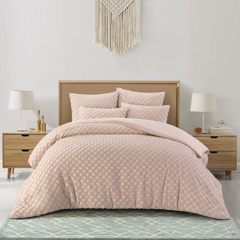 Ensemble de housse de couette 5 pièces , Couette grand + 4 pièces supplémentaires, Rosé