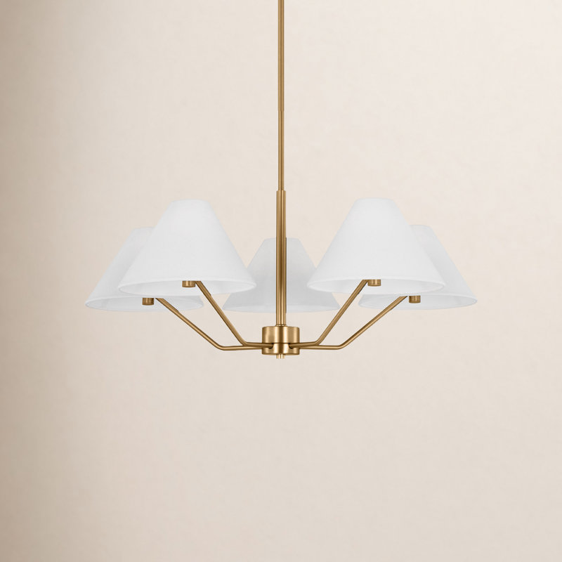 Riesel 5-Light Medium Chandelier, Satin Brass