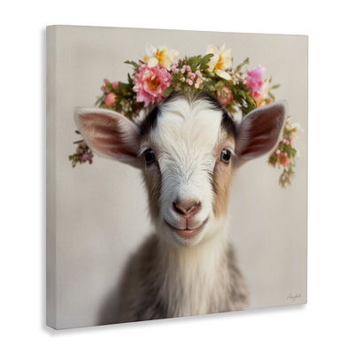 Flower Crowned Goat Canvas, design by Roozbeh