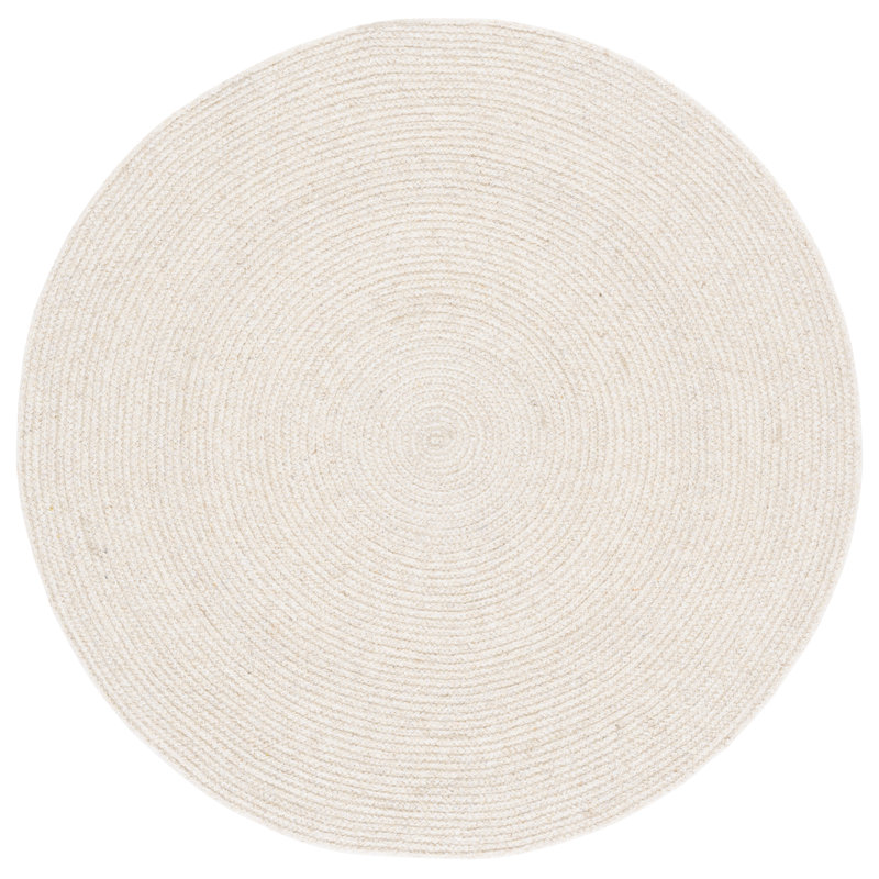 Tapis d'intérieur tressé à la main sans motif, Rond 6 pi 0 po x 6 pi 0 po