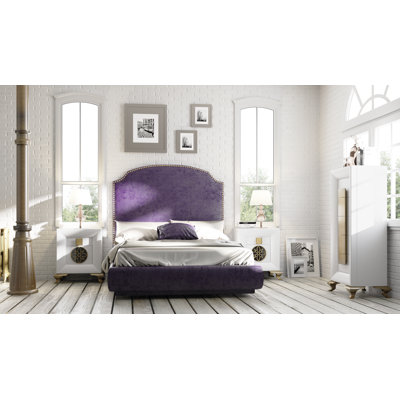 London 4 Piece Upholstered Velvet Bedroom Set