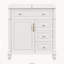 Meuble-lavabo autoportant de 30 po avec comptoir d'évier, armoire en bois massif et panneau de fibres à densité moyenne avec tiroir rabattable, 3 tiroirs et armoire de rangement, comptoir d'évier en céramique, blanc-990044474-990044453-990044472