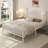 Queen Metal Platform Bed with Candle-style Headboard and Footboard, Under-Bed Storage, Easy Assembly, White-72567971-72567970