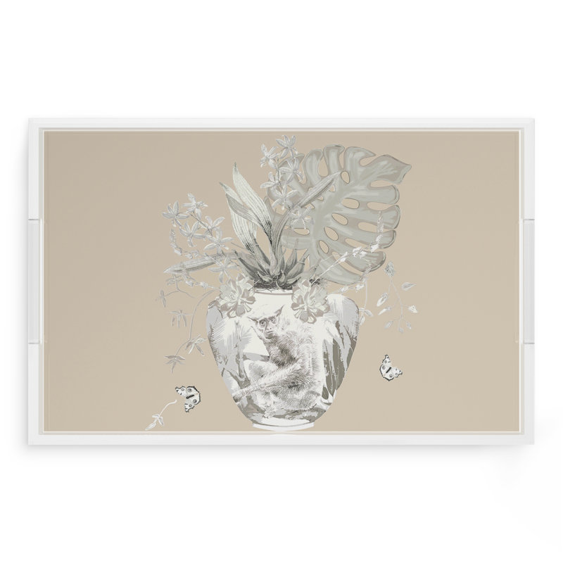 Grand plateau décoratif Monkey, L 17 po x P 10,5 po x H 2 po, Vert