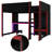 Wood Gaming Loft Bed With Built-In Desk, Wardrobe And LED For Teen And Adults-2117438671