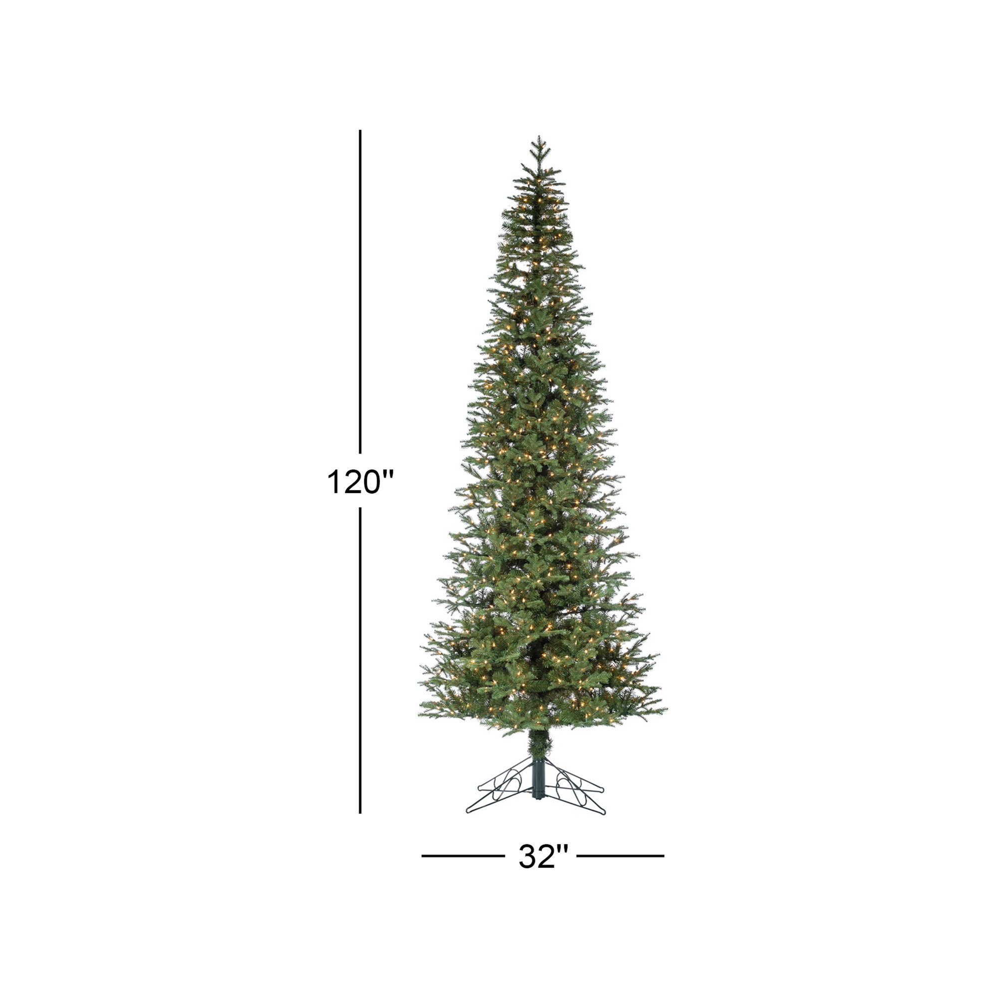 Lighted Artificial Pine Christmas Tree, 10'