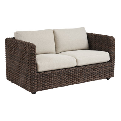Kilimanjaro 62'' Wide Outdoor Wicker Loveseat with Sunbrella Cushions