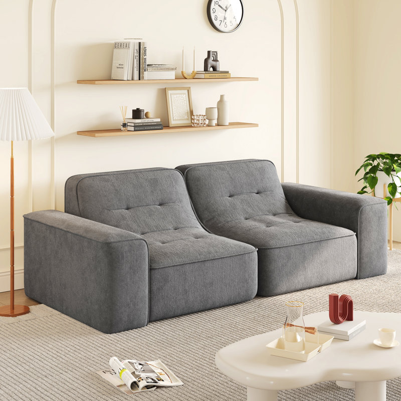 Canapé rembourré avec design capitonné, Grey