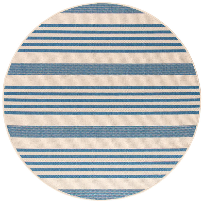 Tapis d'intérieur / extérieur à rayures Beach House Performance, Rond 6 pi 7 po