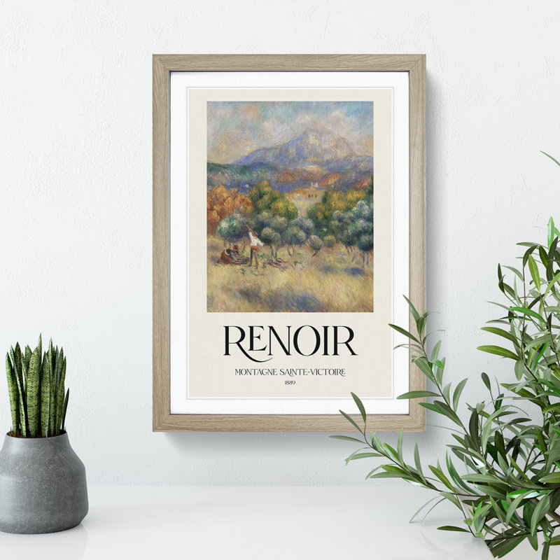 Mount of Sainte Victoire by Pierre-Auguste Renoir - Picture Frame Painting, 36cm H x 27cm W x 2cm D, Oak
