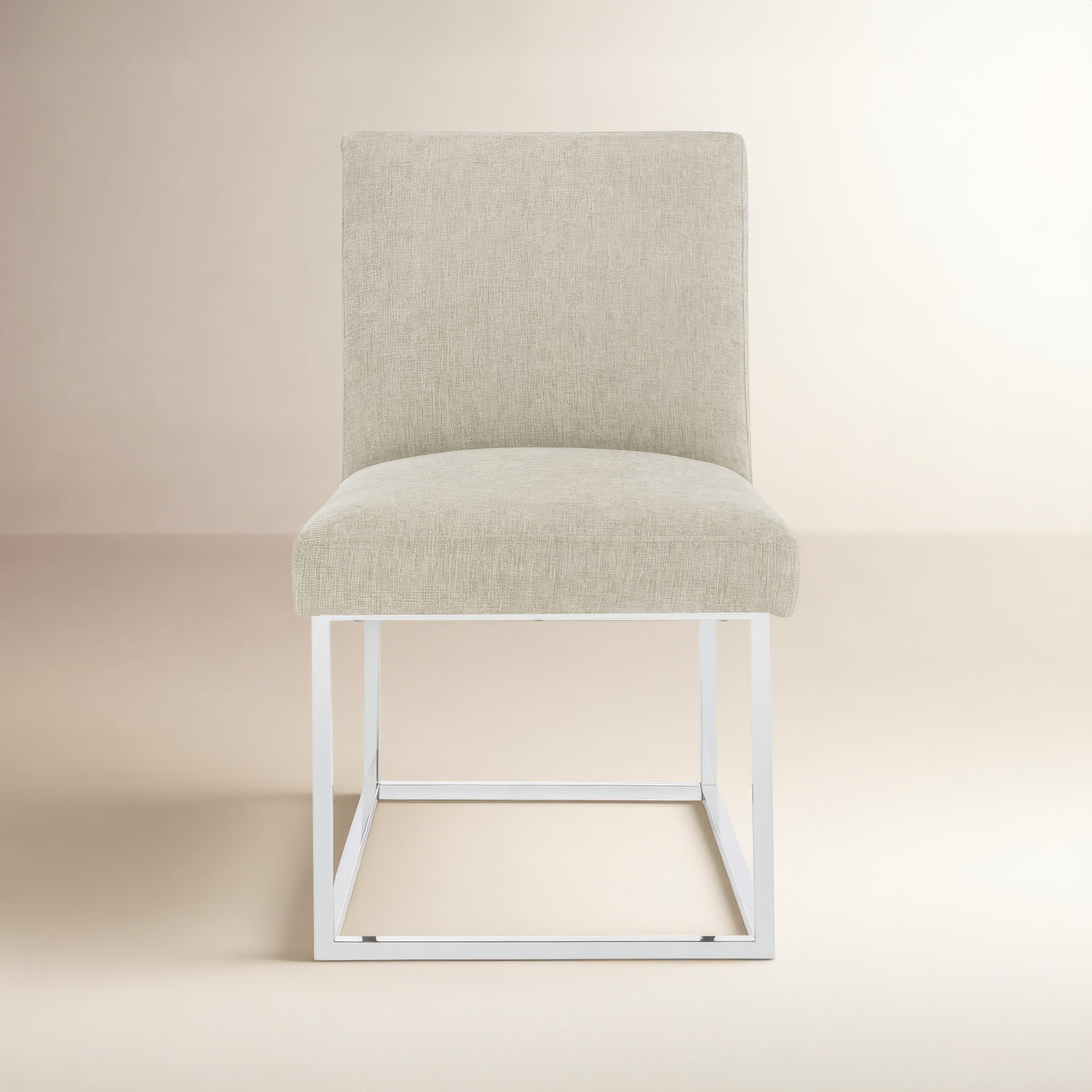 Athens Upholstered Stainless Steel Side Chair, Taupe 100% Polyester, Silver