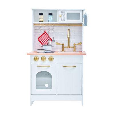 Little Chef Boston Wooden Play Kitchen, White/Gold