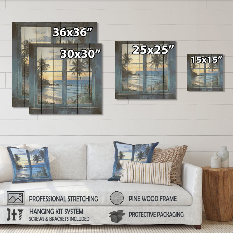 Tranquility Beach Windows Horizon III - Fenêtres côtières sur bois, H 30 po x l 30 po