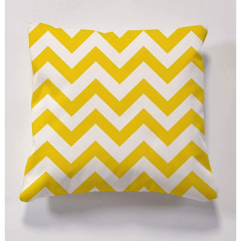 Askegard Indoor / Outdoor Chevron Square Cushion, Yellow/White