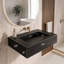Lavabo de salle de bain mural Pyramid 24 po avec lavabo rampe - noir, sans trou-62540269-67184108