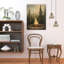 Pin rustique, feu de camp, thème de la montagne, art mural sans cadre, 16 x 20