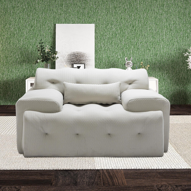 Fauteuil d'appoint surdimensionné et capitonné Kapedes, Polyester beige