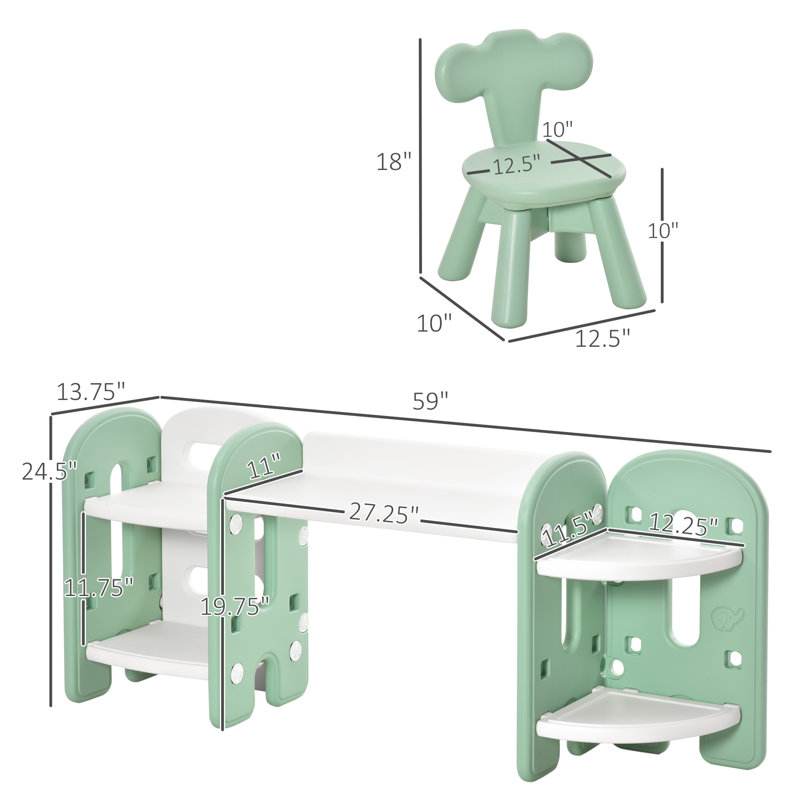 Ensemble de table et de chaises pour enfants Oberlander, Vert