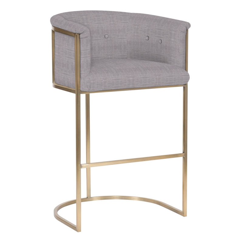 Skye Upholstered Stool with Metal Frame, Nomad Slate Crypton® Chenille