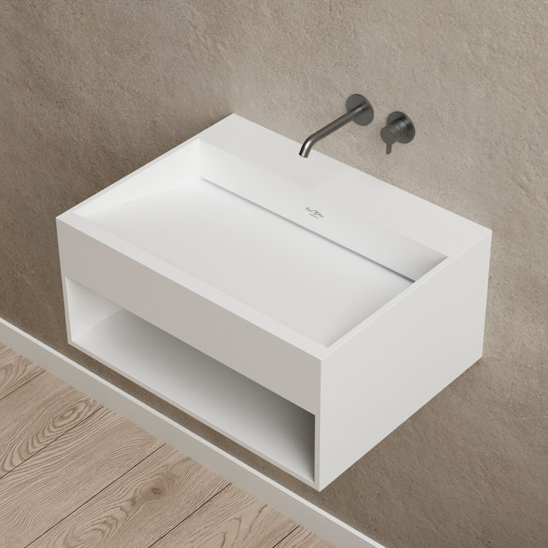 MonBlari 24" X 18" Rectangle Solid Surface Wall Mounted Sinks Matt White