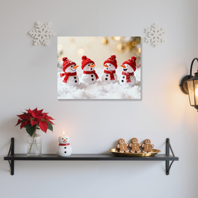 «Snowman Winter Holiday», art mural sur toile, H 20 po x l 30 po